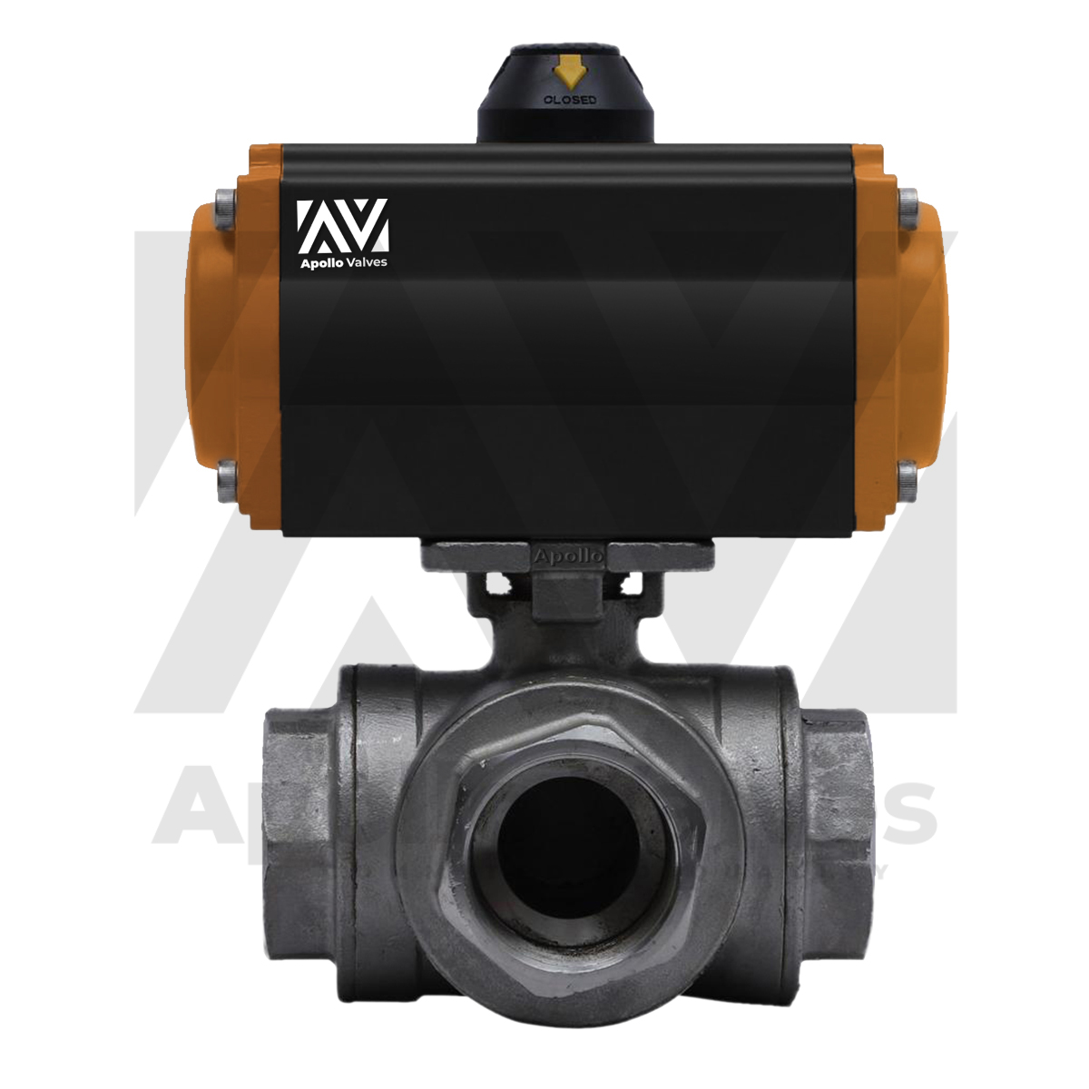 Pneumatic Actuator Operated 3Way 4way Ball Valve
